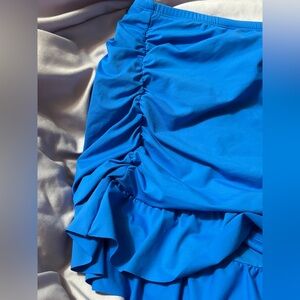 La Blanca blue ruffled swim skirt bottoms 22w